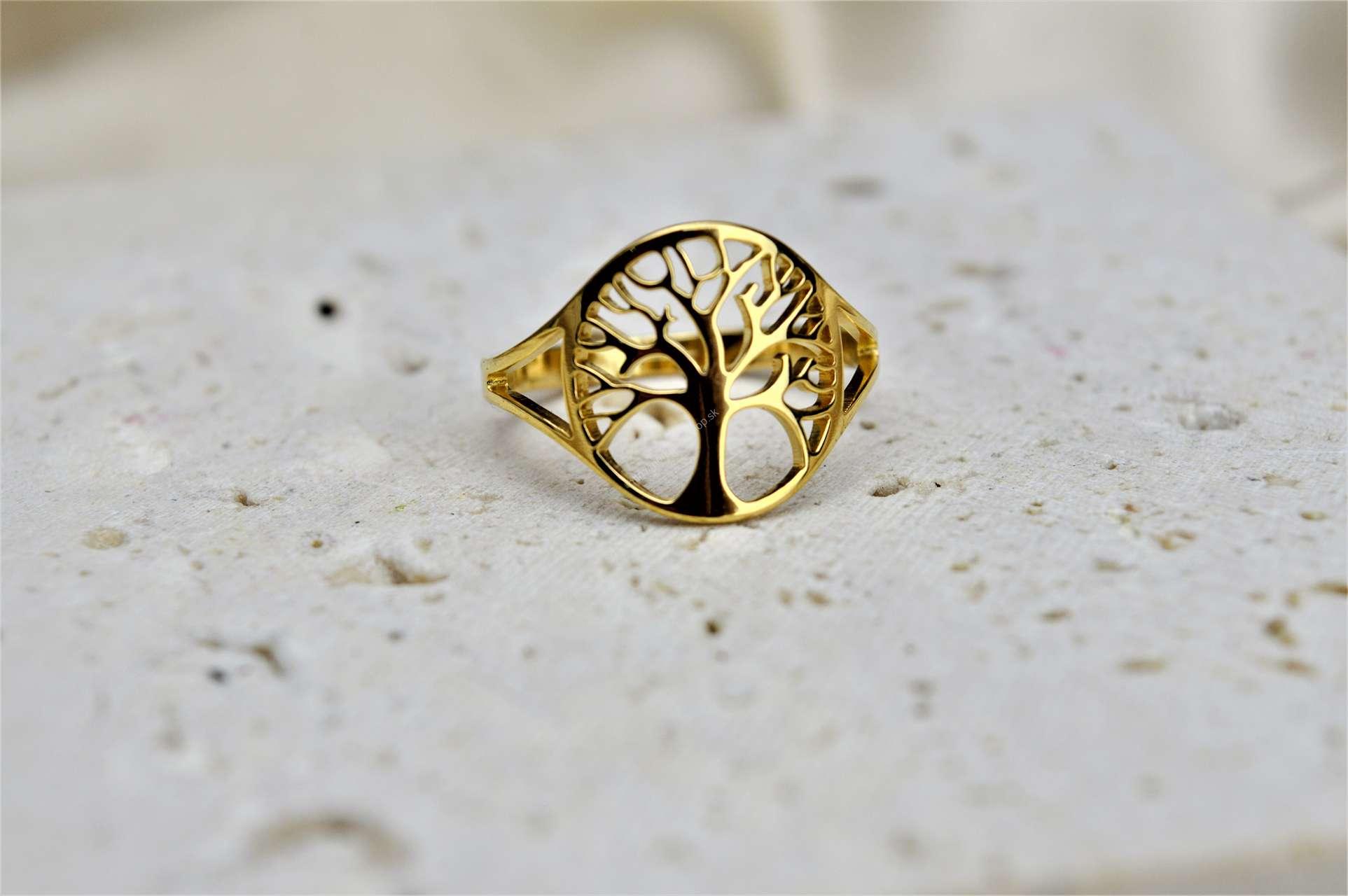 Prsteň Strom Života z Chirurgickej / nerezovej ocele zlatý