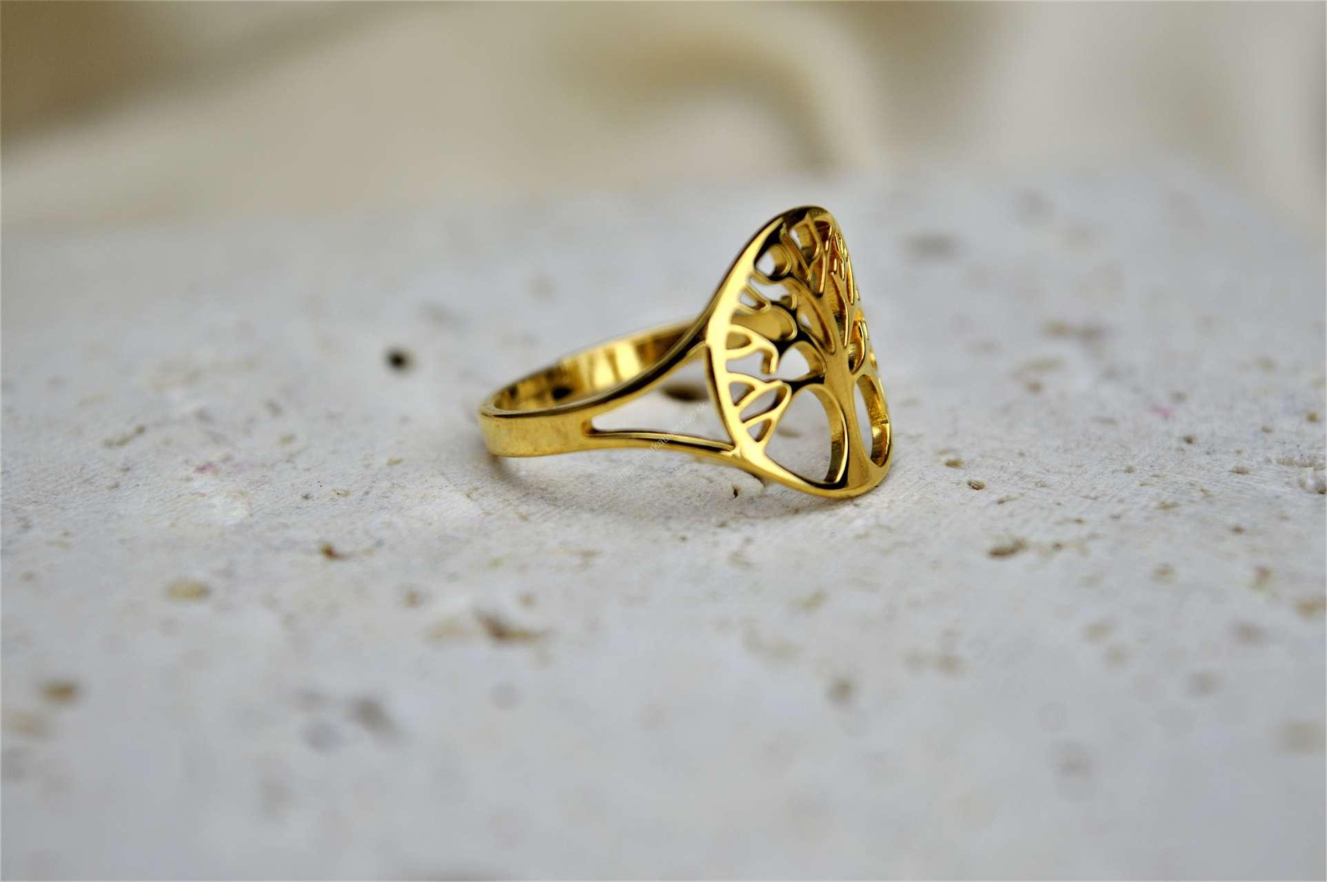 Prsteň Strom Života z Chirurgickej / nerezovej ocele zlatý – Obrázok 3