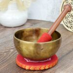 Ručne tepaná Tibetská spievajúca miska 10,5cm + gong a vankúšik