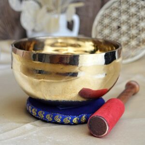 Ručne tepaná Tibetská spievajúca miska 13cm + gong a vankúšik