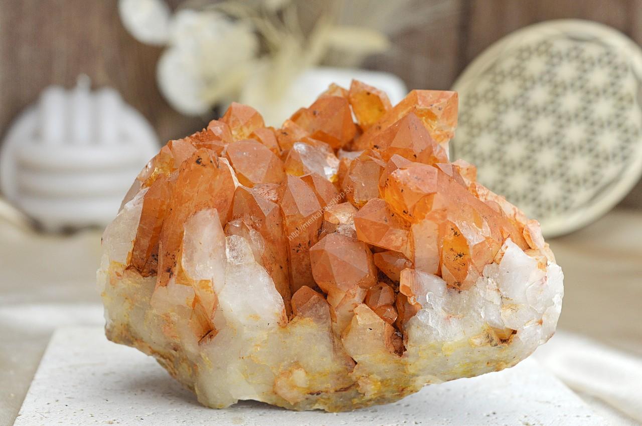 Drúza KRIŠTÁĽ TANGERIT/Krištáľ s Hematitom #3 - Energia, Ochrana, Rovnováha, Nové začiatky