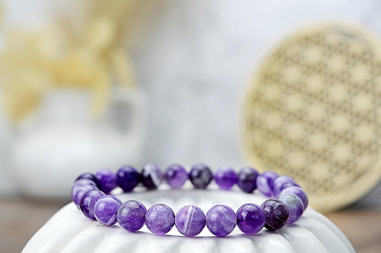 náramok AMETYST Chevron - Božskosť, Intuícia, Rovnováha, pokojný Spánok