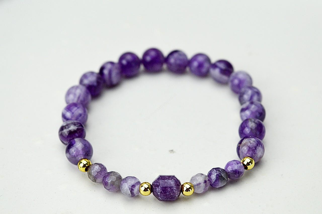 Náramok AMETYST a LEPIDOLIT - Liečenie úzkosti, Harmónia, Božskosť, Intuícia, pokojný Spánok – Obrázok 2