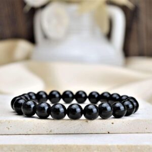 náramok ČIERNY TURMALÍN /SKORYL #1 - Ochrana, Očista od toxickej energie, Zmierňuje stres a strach