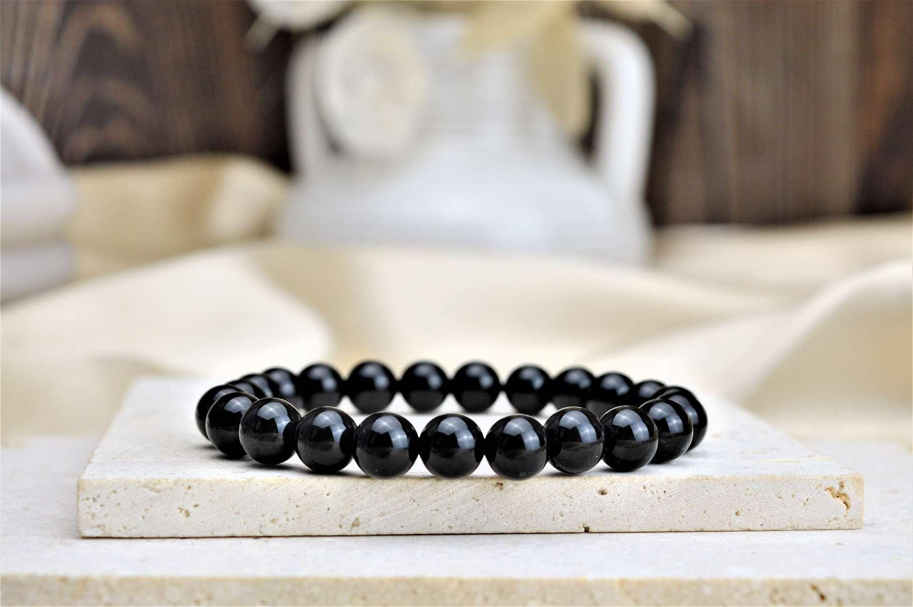 náramok ČIERNY TURMALÍN /SKORYL #1 - Ochrana, Očista od toxickej energie, Zmierňuje stres a strach