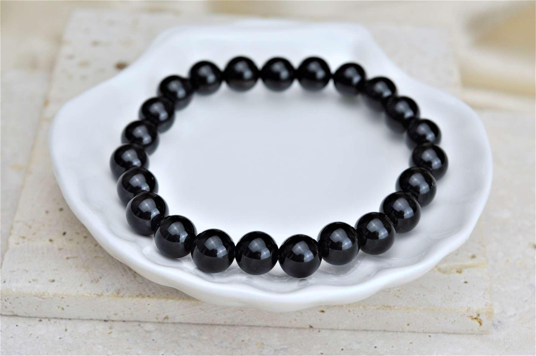 náramok ČIERNY TURMALÍN /SKORYL #1 - Ochrana, Očista od toxickej energie, Zmierňuje stres a strach