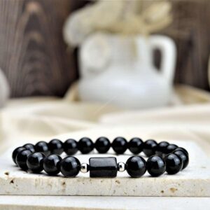 náramok ČIERNY TURMALÍN /SKORYL #2- Ochrana, Očista od toxickej energie, Zmierňuje stres a strach