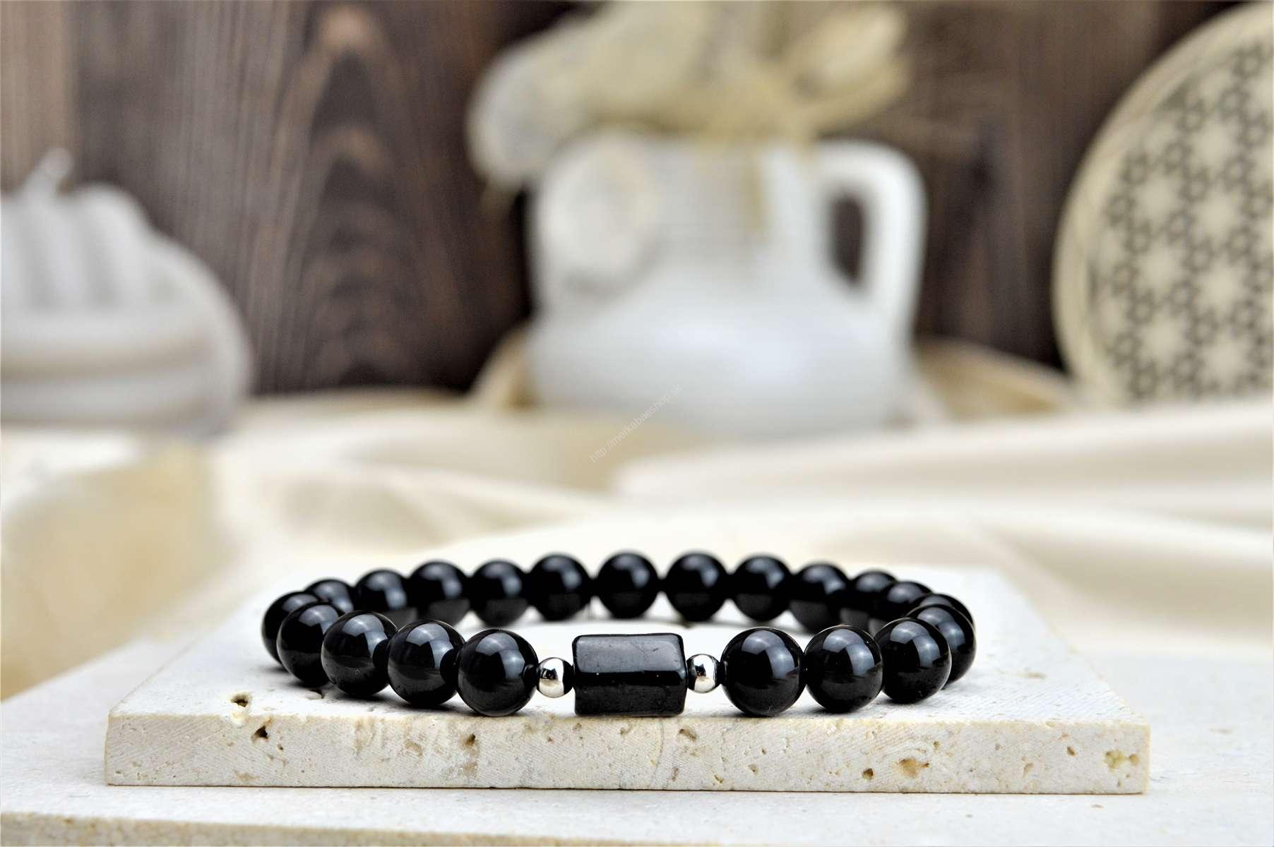 náramok ČIERNY TURMALÍN /SKORYL #2- Ochrana, Očista od toxickej energie, Zmierňuje stres a strach