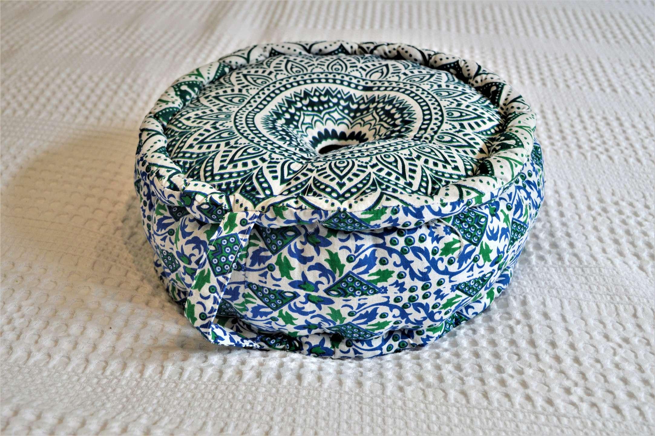 Meditačný vankúš MANDALA s rukoväťou modrý 32cm