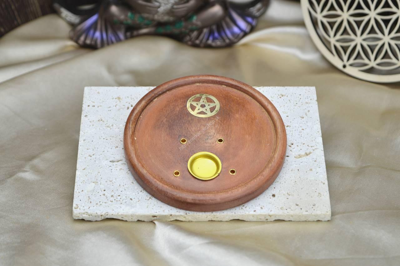 Drevený kruhový stojan na vonné tyčinky a kužele Pentagram