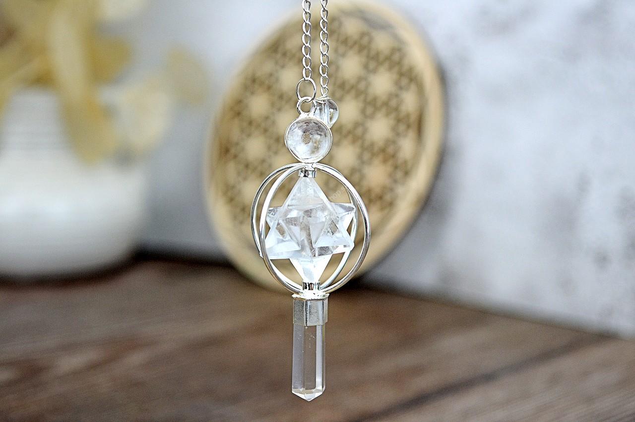 Kyvadlo KRYŠTÁĽ s Merkabou, Obeliskom a Guľou