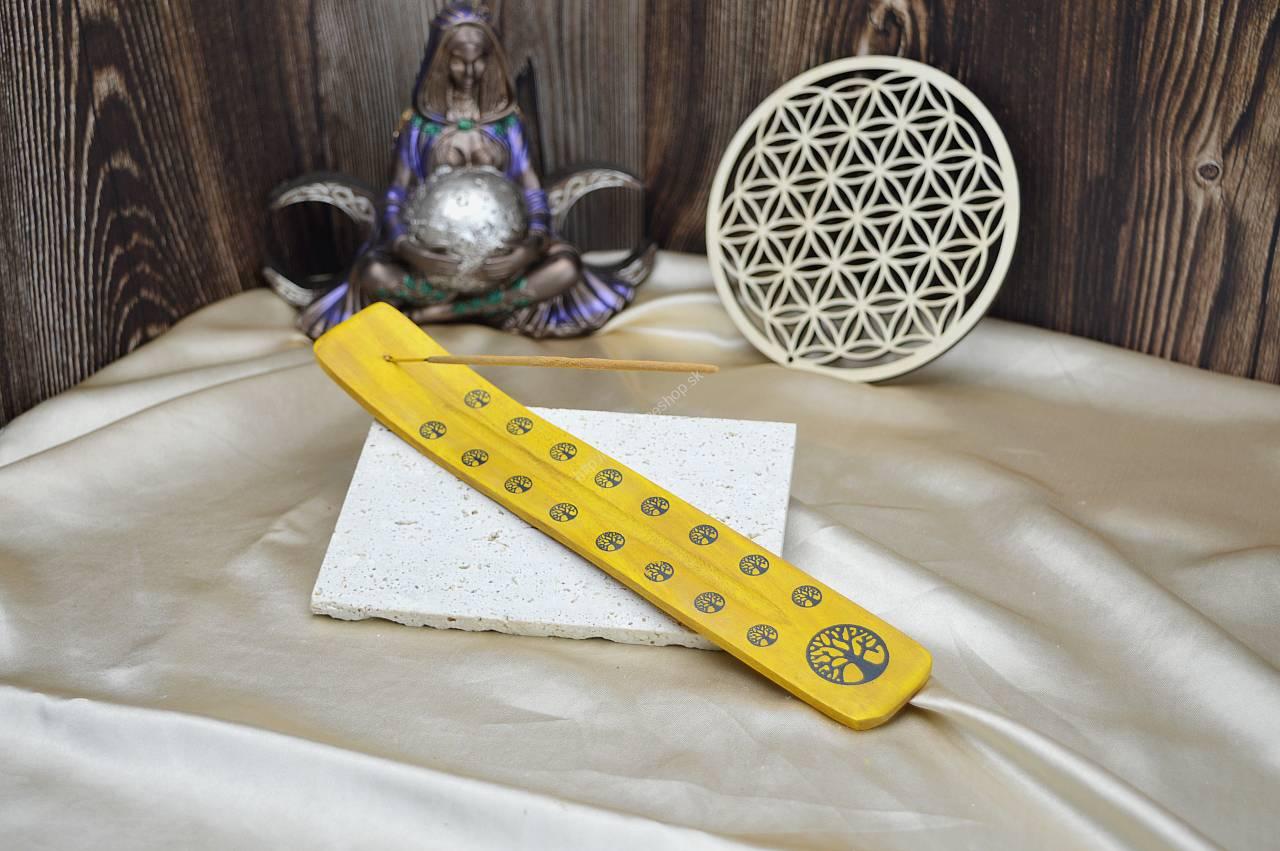 Drevený stojan na vonné tyčinky - Strom Života- Žltý