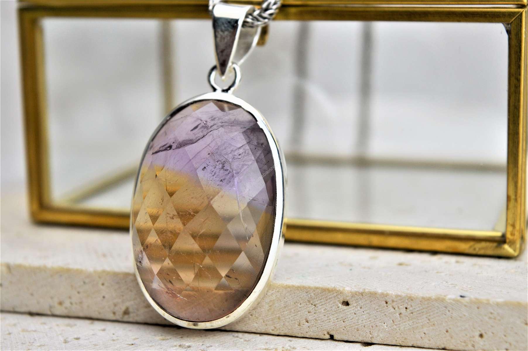 Strieborný prívesok AMETRÍN briliantový brus - Jednota, Duchovná ochrana, Harmónia