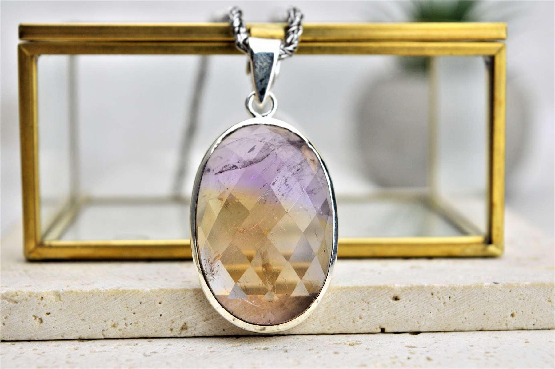 Strieborný prívesok AMETRÍN briliantový brus - Jednota, Duchovná ochrana, Harmónia – Obrázok 2