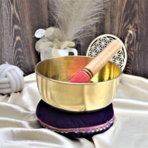 Mosadzná Tibetská spievajúca miska 17cm 1,1kg + gong a vankúšik