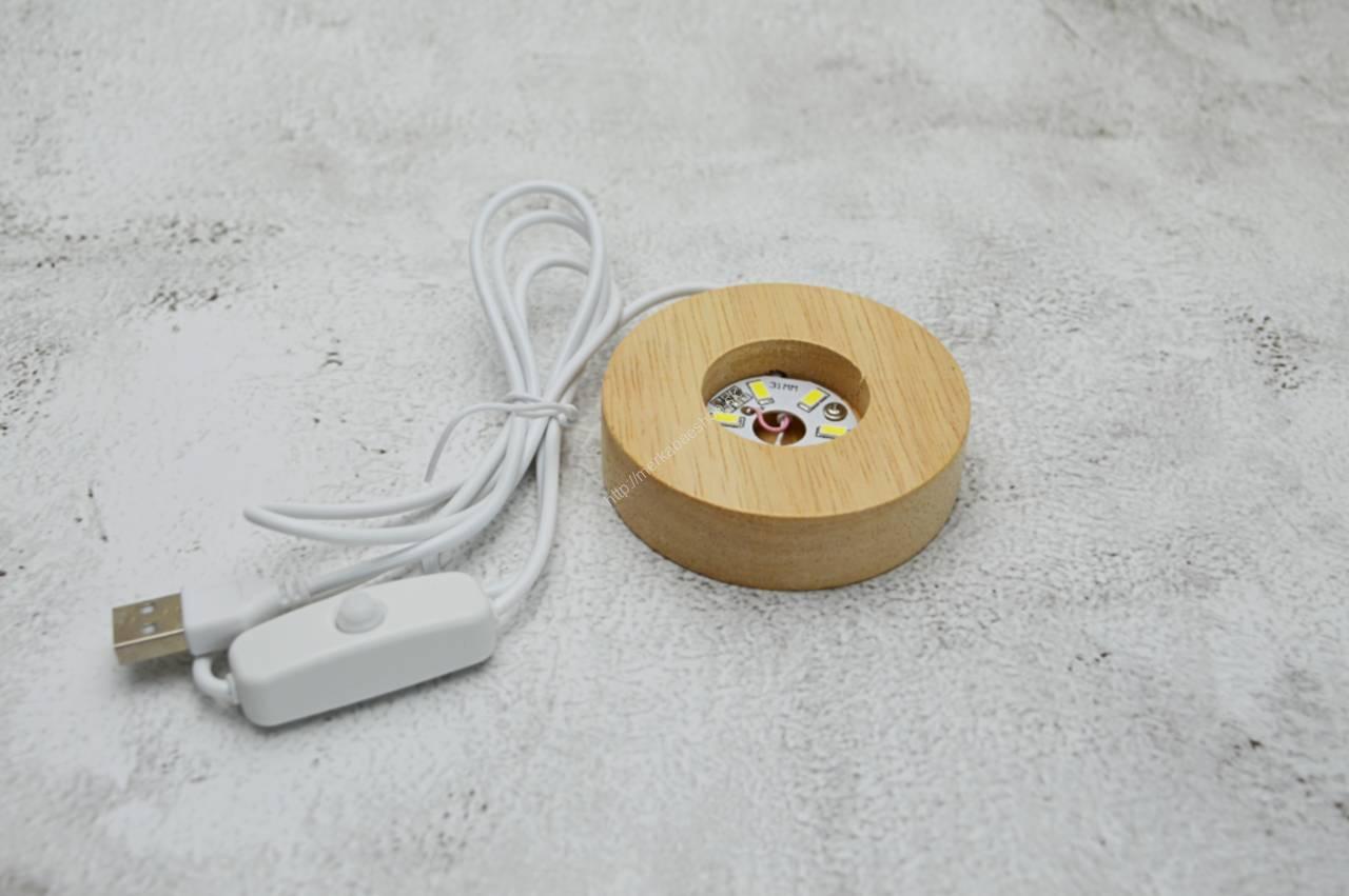 Kruhový drevený LED svetelný podstavec pod Kryštály – Obrázok 4