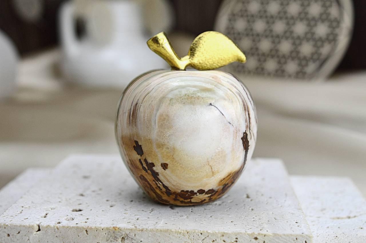 Jabĺčko Prosperity a Šťastia ZLATÝ ÓNYX / ARAGONIT malé #3