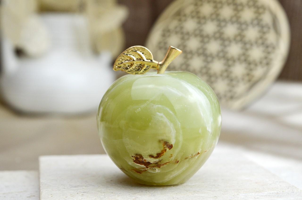 Jabĺčko Prosperity a Šťastia ZLATÝ ÓNYX / ARAGONIT malé #1