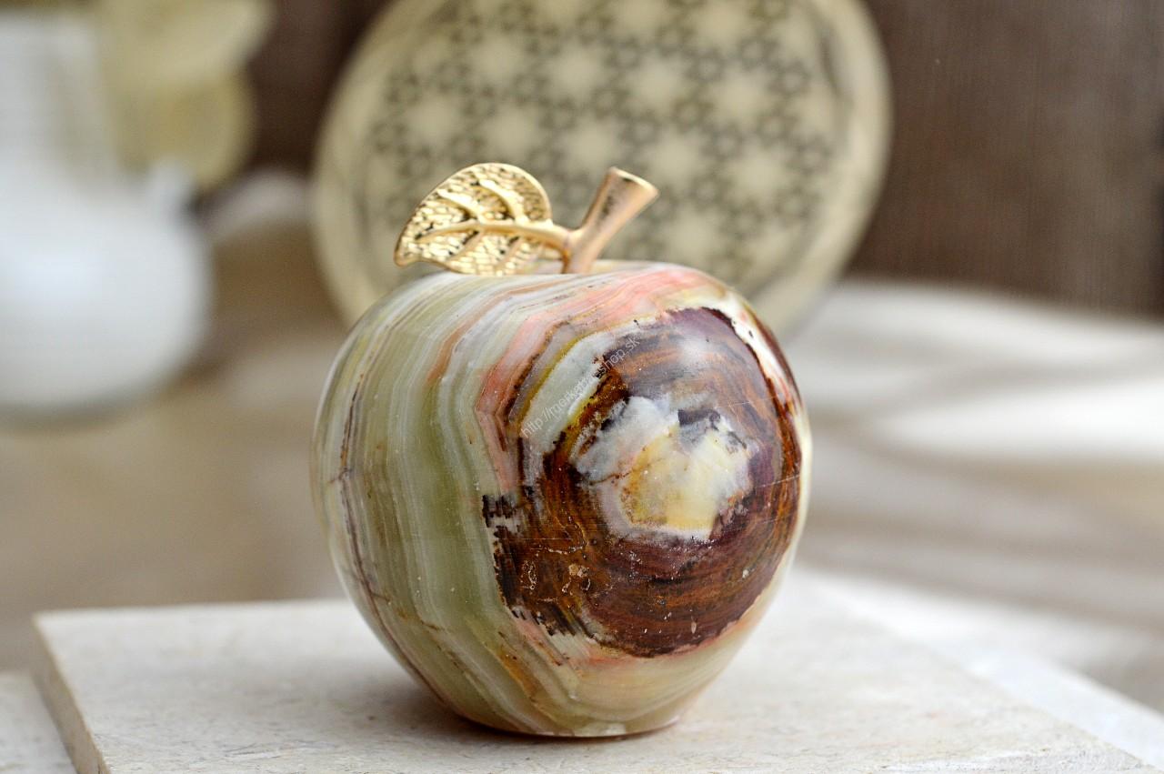 Jabĺčko Prosperity a Šťastia ZLATÝ ÓNYX / ARAGONIT malé #10