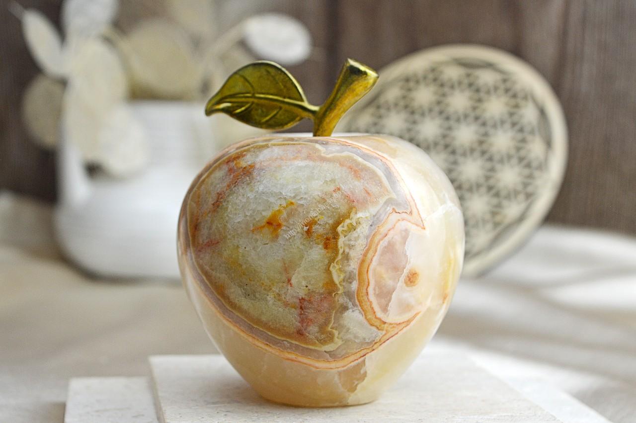 Jabĺčko Prosperity a Šťastia ZLATÝ ÓNYX/ARAGONIT veľké #8