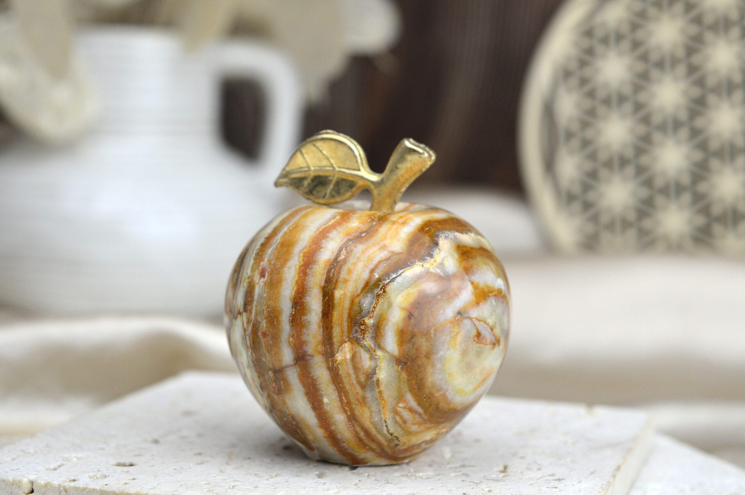 Jabĺčko Prosperity a Šťastia ZLATÝ ÓNYX / ARAGONIT malé #5