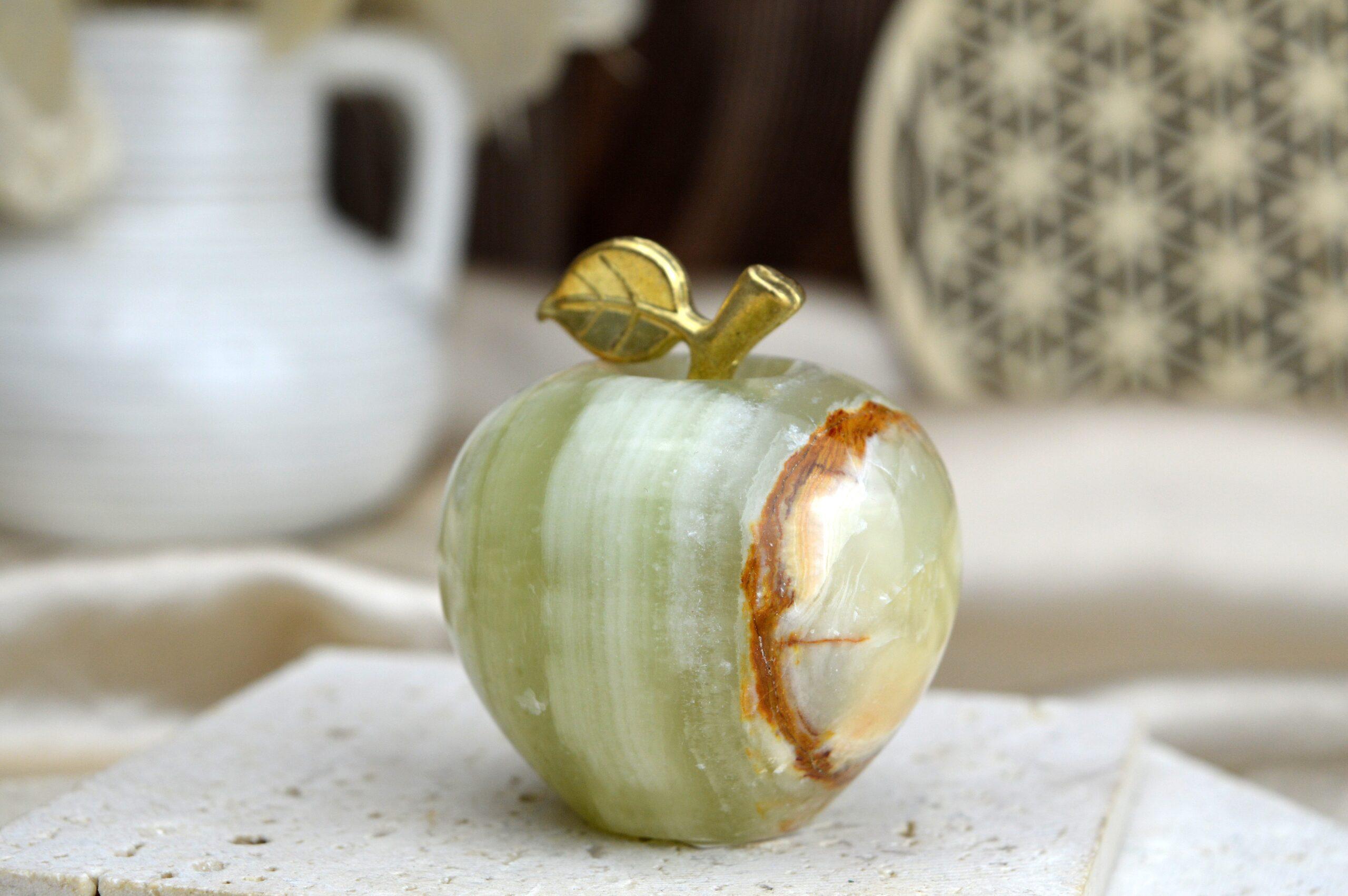 Jabĺčko Prosperity a Šťastia ZLATÝ ÓNYX / ARAGONIT malé #9