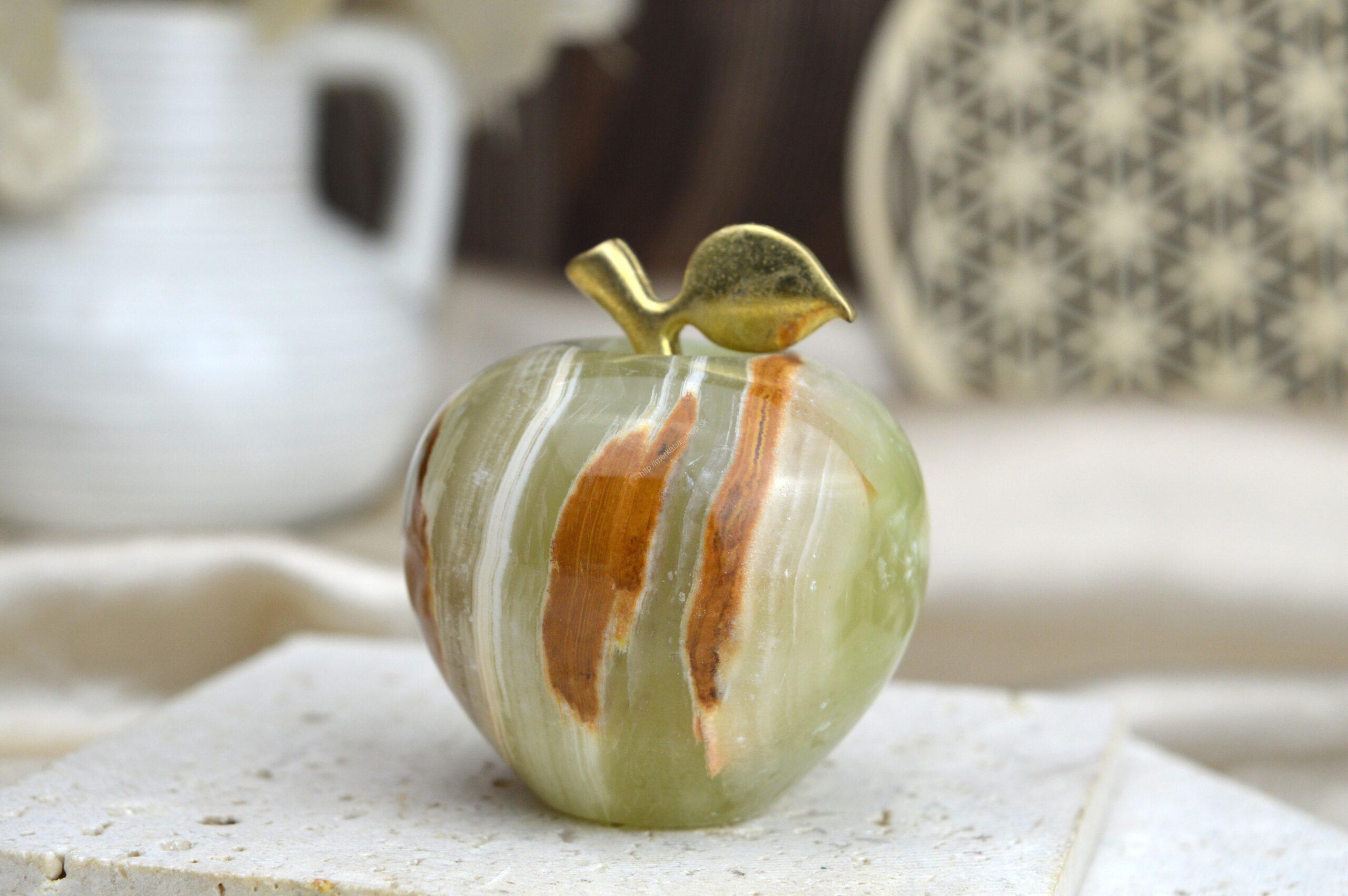 Jabĺčko Prosperity a Šťastia ZLATÝ ÓNYX / ARAGONIT malé #9