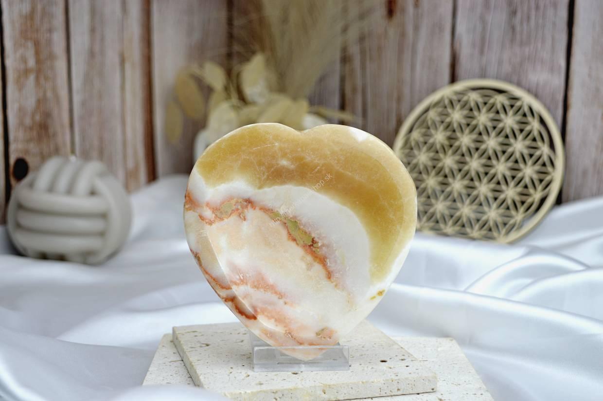 Miska Bohyne Matky Zeme zo žltého ARAGONITU srdiečko #1