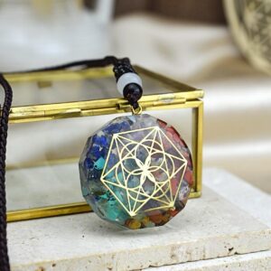 Orgonitový energetický čakrový Amulet SEMENO ŽIVOTA (Ochrana, Harmónia, Energia)