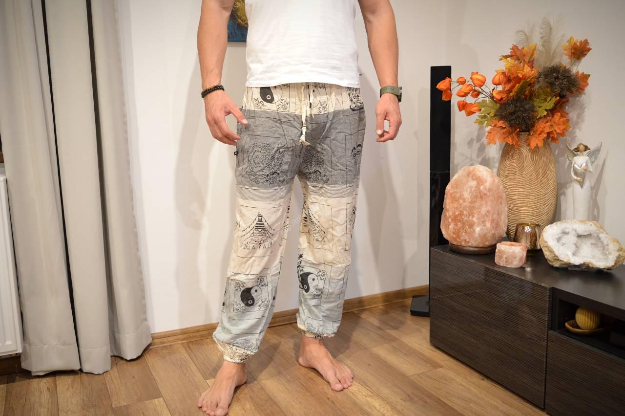 Jogové bavlnené Nohavice - Himalájska Potlač šedé – Obrázok 3
