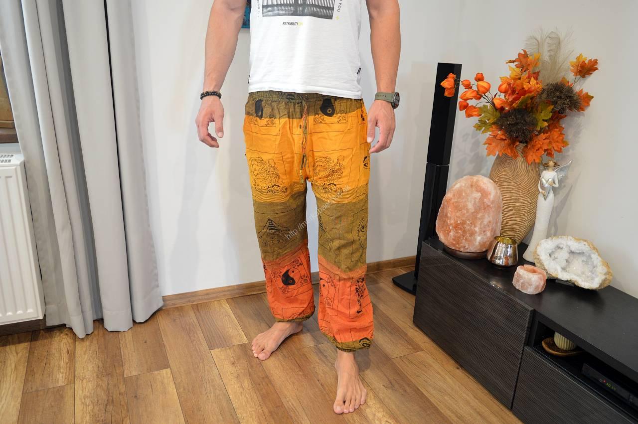 Jogové bavlnené Nohavice - Himalájska Potlač Oranžové – Obrázok 3