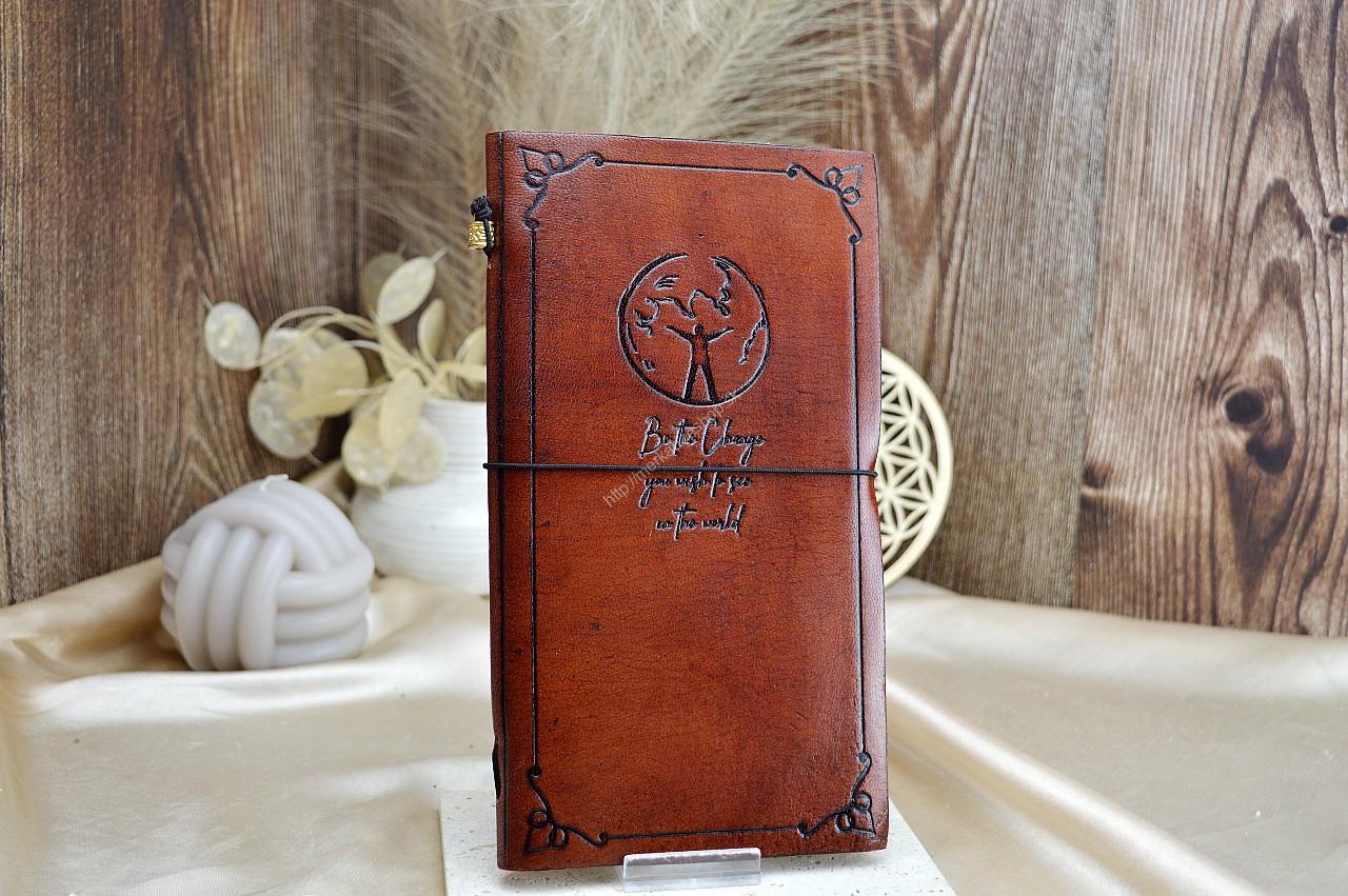 Ručne Vyrábaný Kožený Zápisník - Zmena - Hnedý (80 strán)