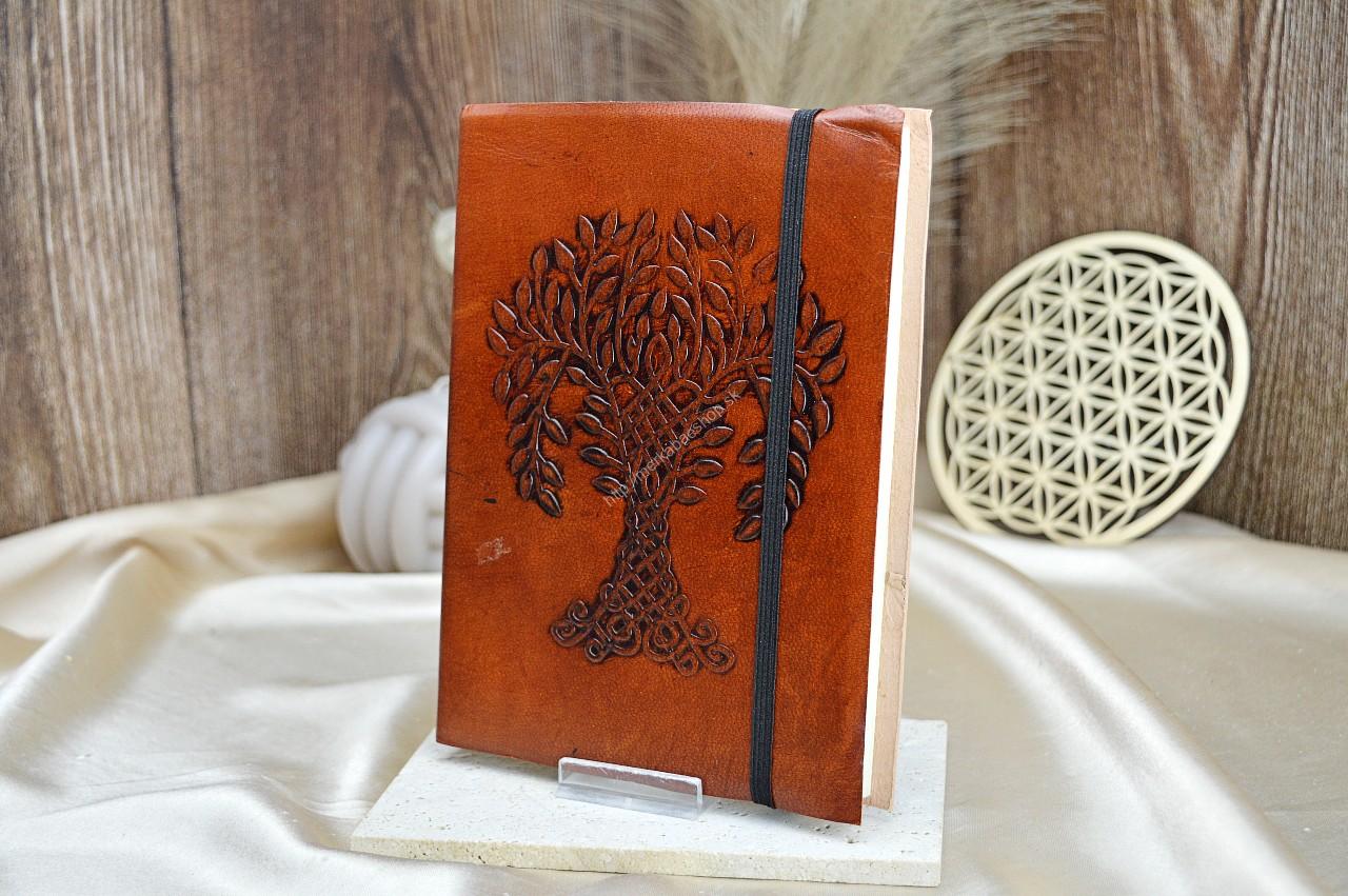 Koženný Zápisník s Gumičkou - Strom Života
