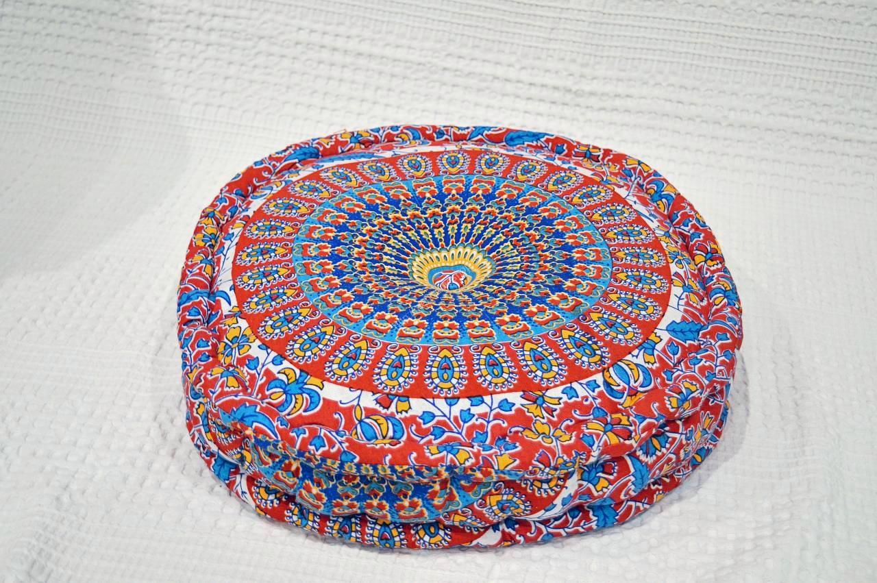 Meditačný vankúš MANDALA s rukoväťou červený 43cm – Obrázok 2