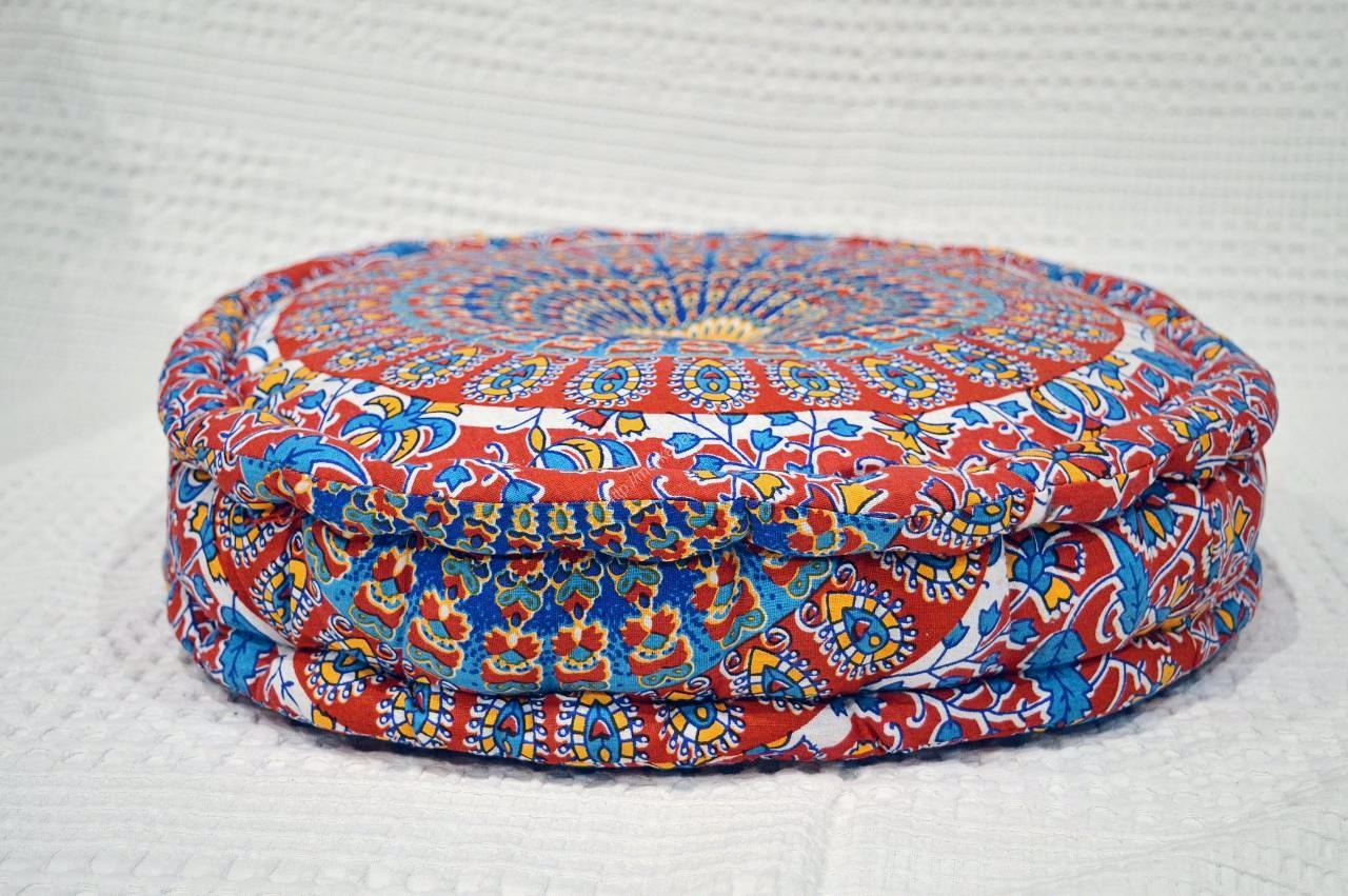 Meditačný vankúš MANDALA s rukoväťou červený 43cm – Obrázok 3
