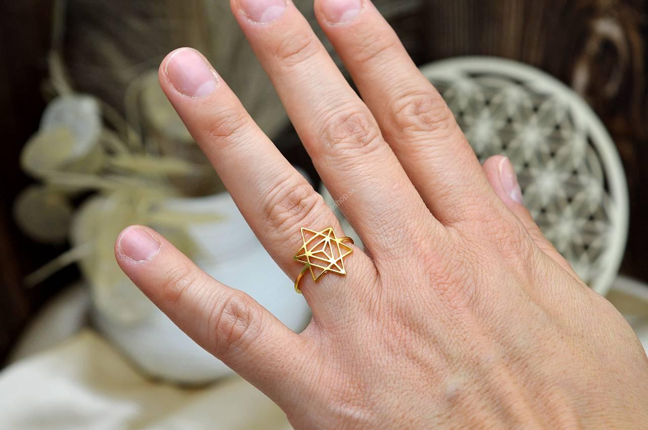 Prsteň MERKABA z Chirurgickej / nerezovej ocele zlatý