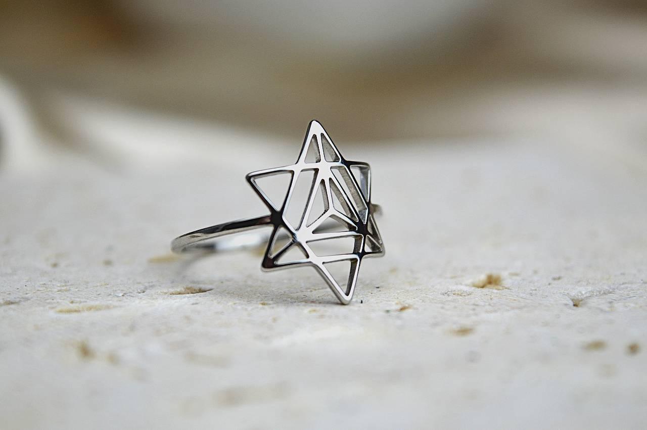 Prsteň MERKABA z Chirurgickej / nerezovej ocele strieborný