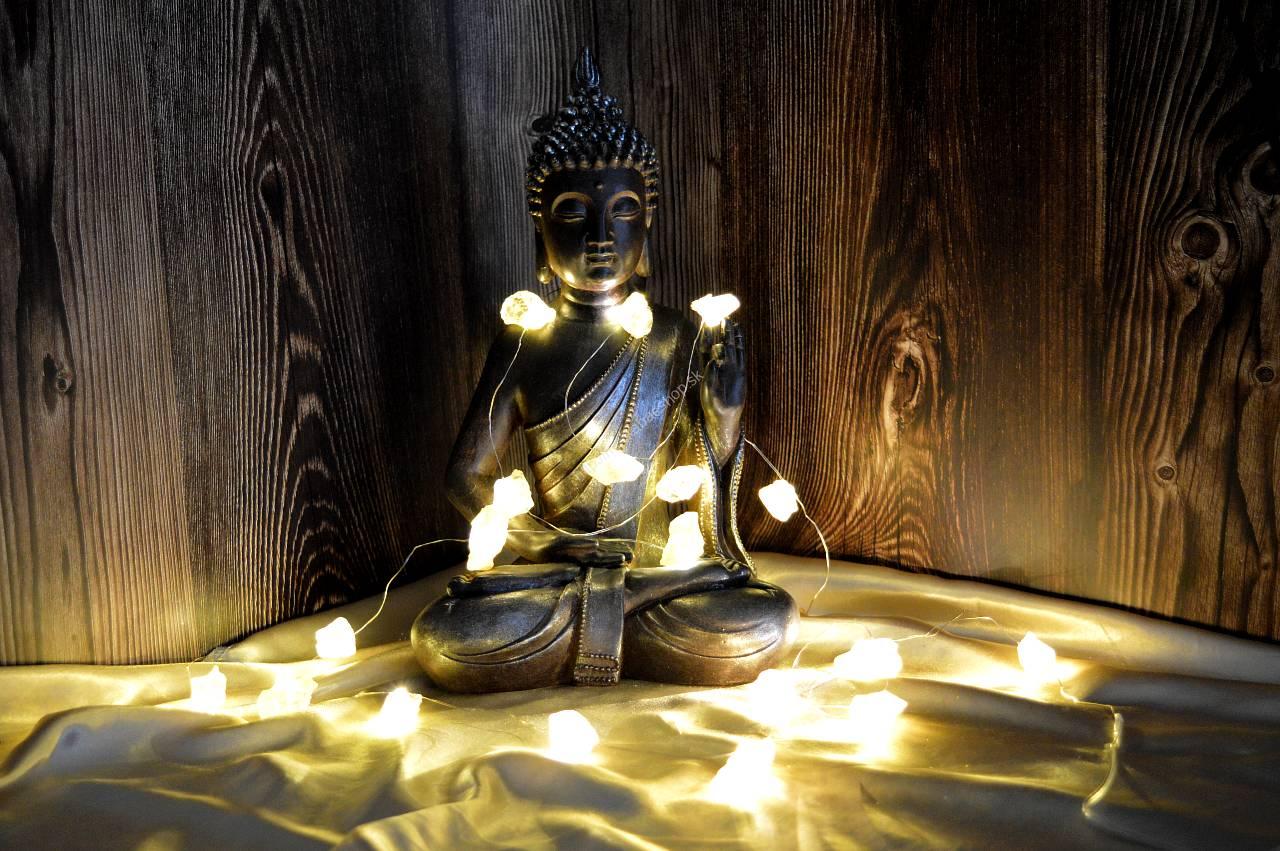 LED svetelná reťaz - surový CITRÍN cca 19 kamienkov , 227cm