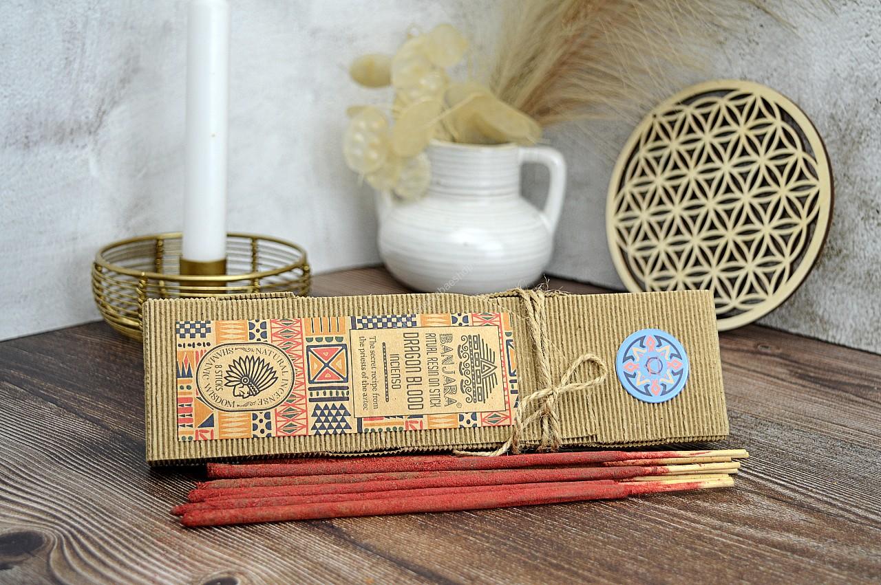 Prírodné dlho horiace Živicové vonné tyčinky BANJARA Rituálna edícia - DRAČIA KRV