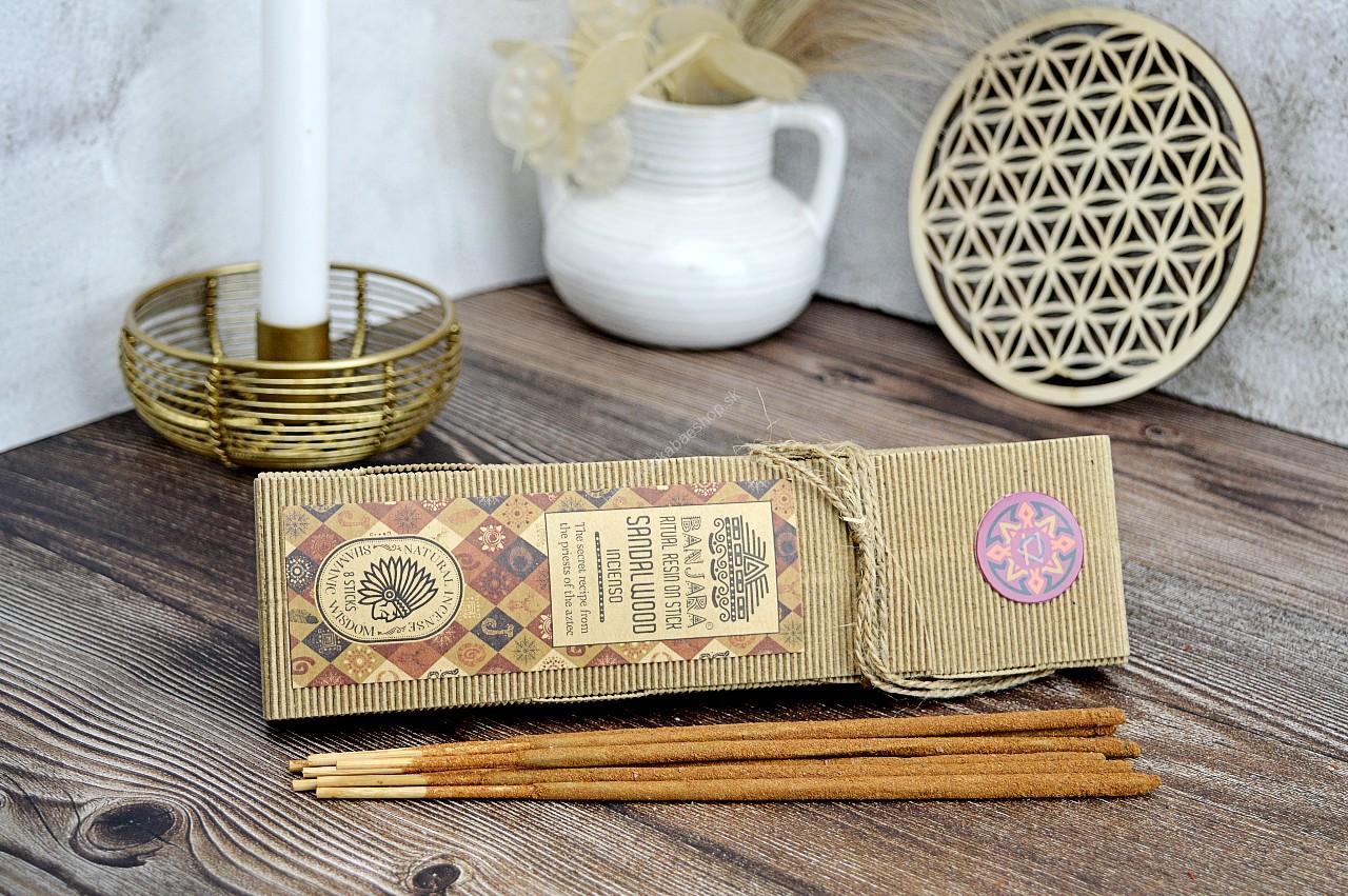 Prírodné dlho horiace Živicové vonné tyčinky BANJARA Rituálna edícia - SANDALWOOD /Santalové drevo