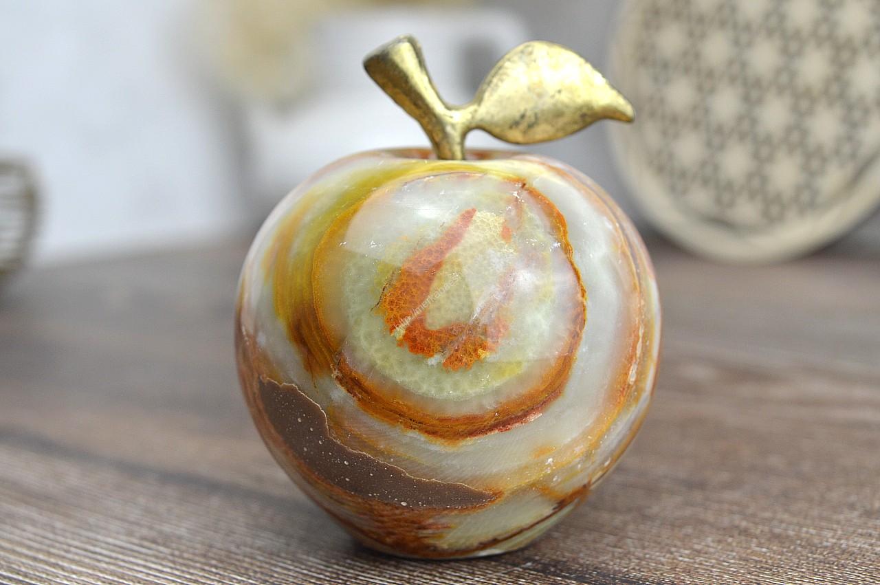 Jabĺčko Prosperity a Šťastia ZLATÝ ÓNYX / ARAGONIT stredné #4