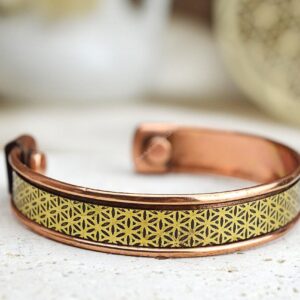 Magnetický medený náramok kvet života #2