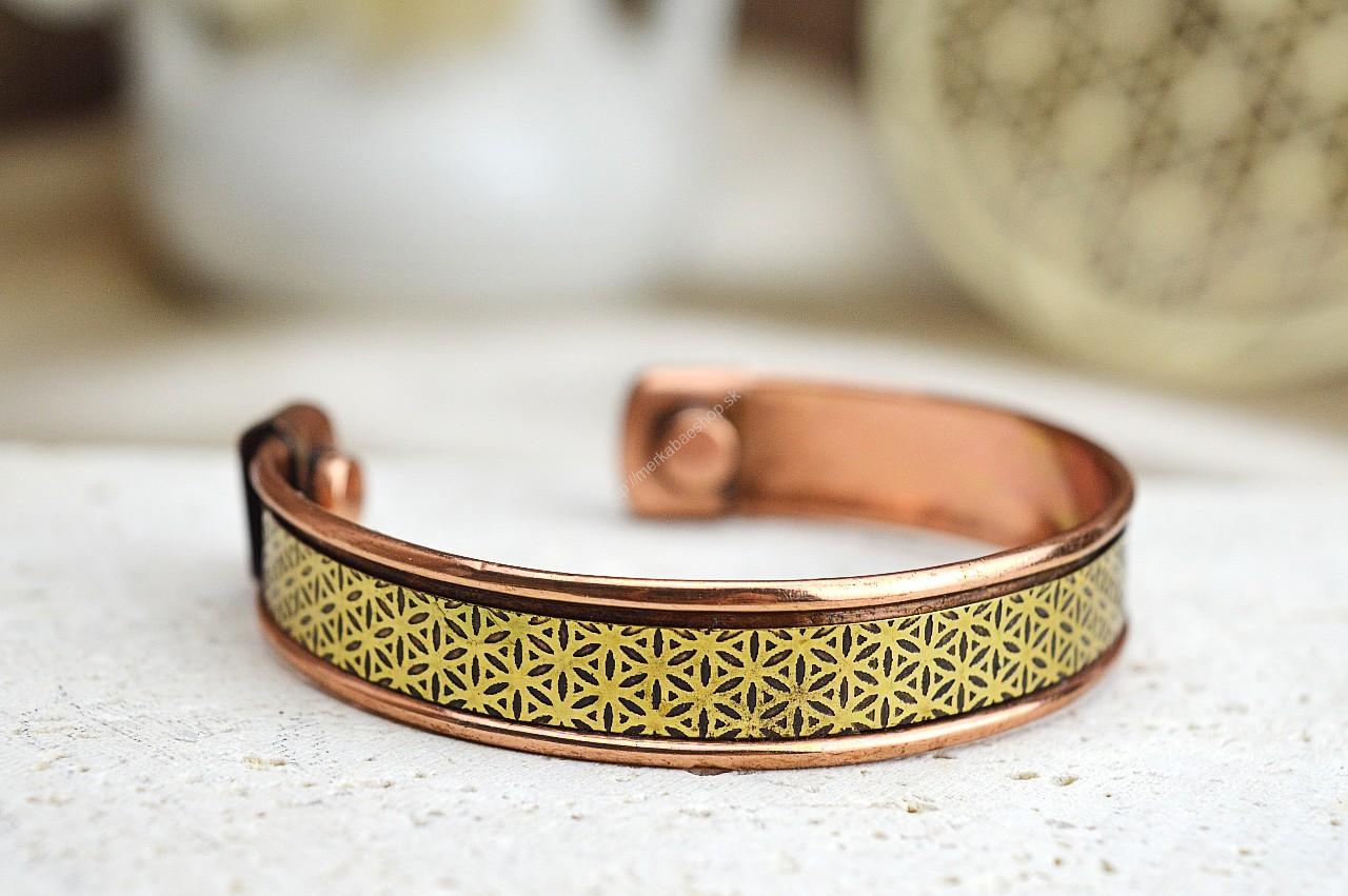 Magnetický medený náramok kvet života #2