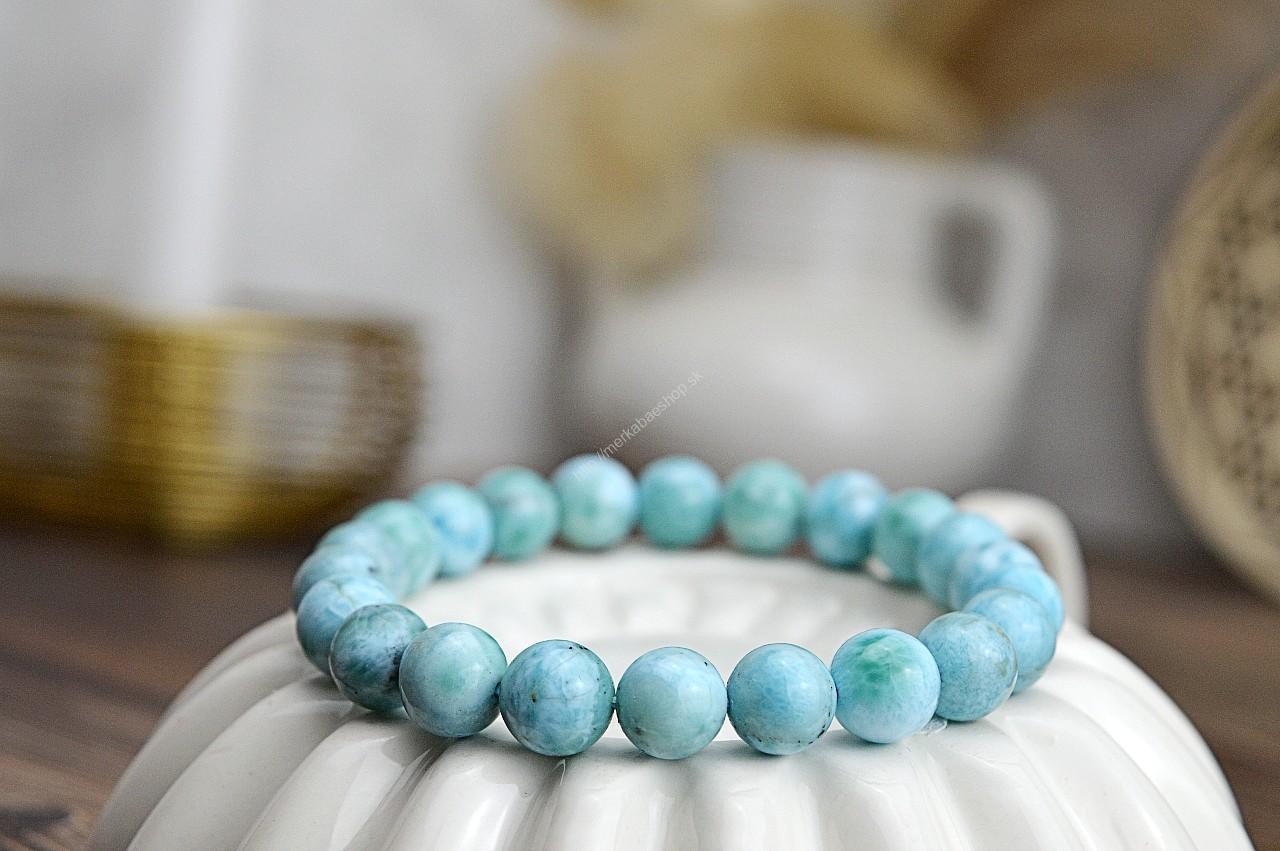 náramok LARIMAR 9,5mm EXTRA KVALITA - Energia Bohyne, Upokojuje, Komunikácia (Plejádsky kameň)