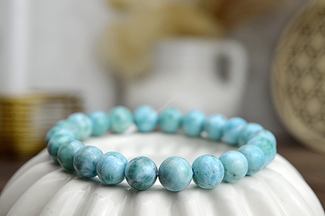 náramok LARIMAR 9,5mm EXTRA KVALITA - Energia Bohyne, Upokojuje, Komunikácia (Plejádsky kameň) – Obrázok 2