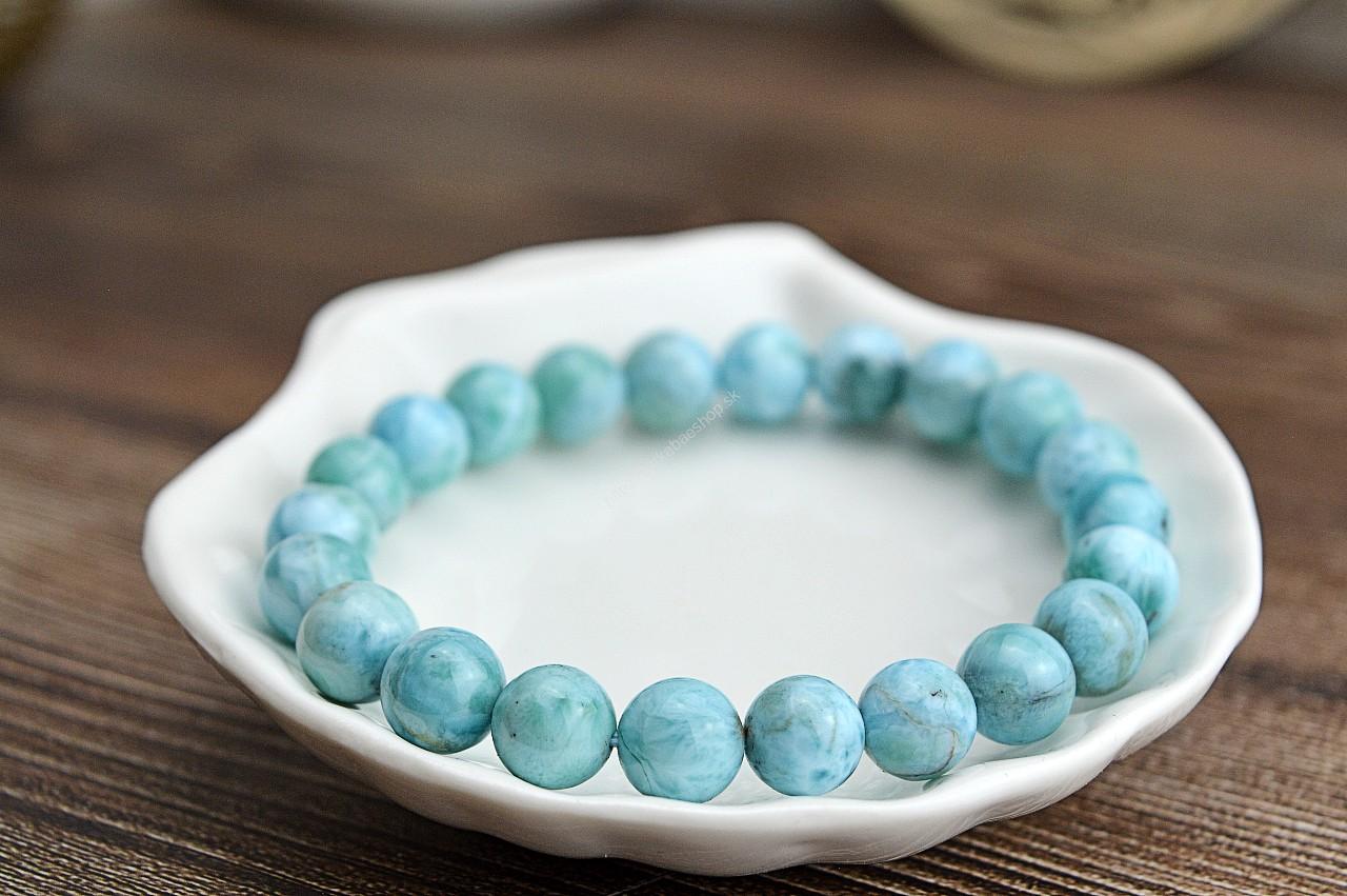 náramok LARIMAR 9,5mm EXTRA KVALITA - Energia Bohyne, Upokojuje, Komunikácia (Plejádsky kameň) – Obrázok 3