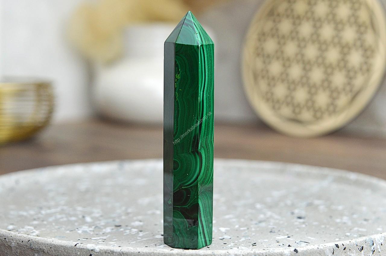 Obelisk MALACHIT #3 - Pohlcuje negatívne Energie a Jedy, Čistí Čakry, Otvára srdce, Ochrana, Premena
