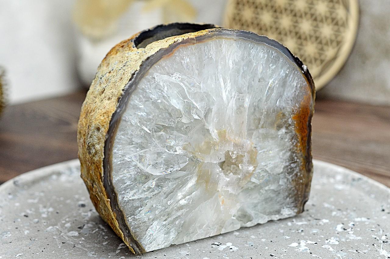 svietnik ACHÁT GEÓDA S DÚHOU #2 -Duchovný rast, Emocionálna úľava, Odvaha, Harmónia