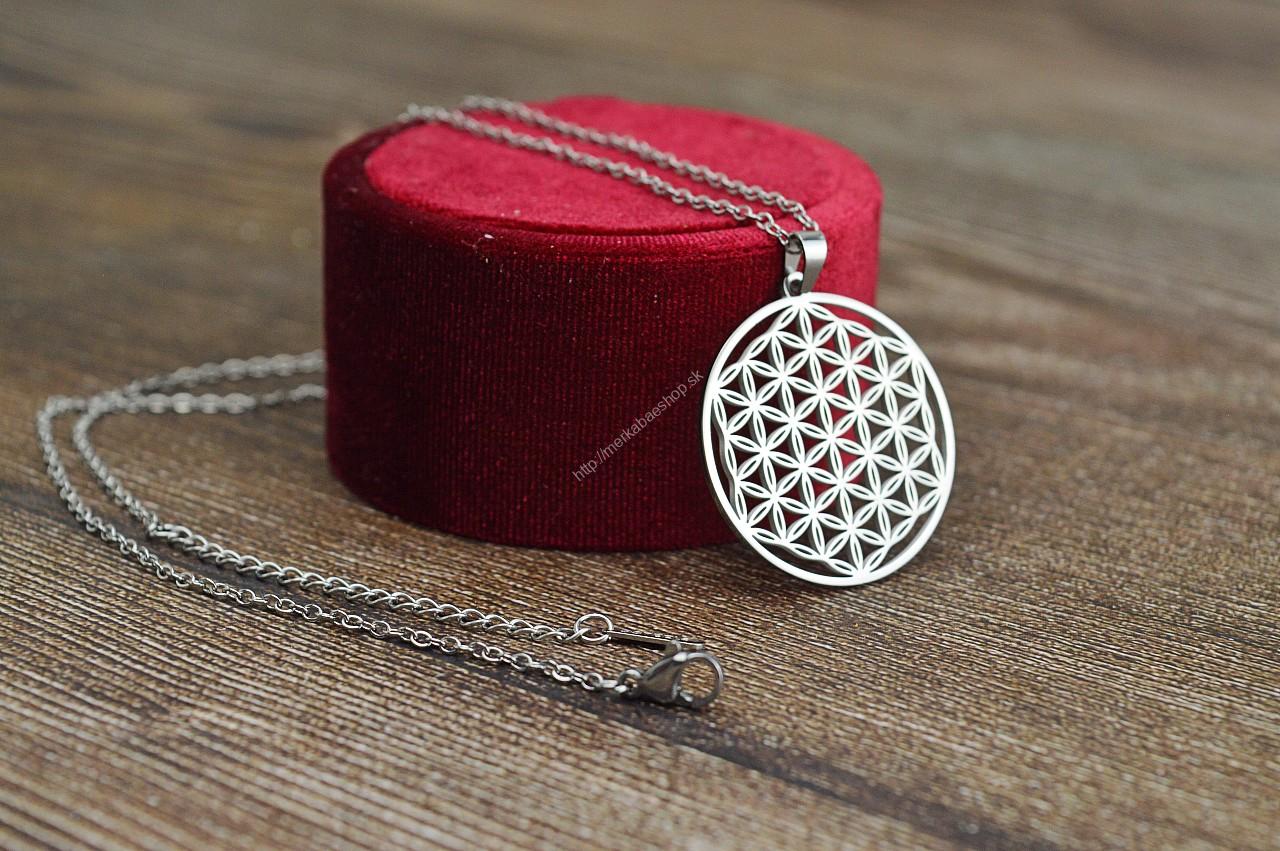 Náhrdelník KVET ŽIVOTA strieborný - Chirurgická oceľ – Obrázok 2