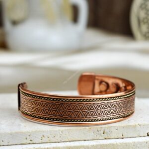 Magnetický medený náramok kvet života #1